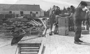 Supplies from S. S. "Bayeskimo" landed at Hudson's Bay Company post, Rigolet, Labrador, NL, 1922, copied in 1970-1980