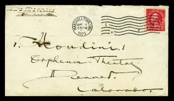 Envelope addressed to Harry Houdini from Thomas Nelson Downs