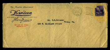 Envelope addressed to Mr. C. R. Brisner from Theodore Hardeen