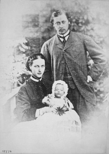 Albert Edward, Prince of Wales (Edward VII), Princess Alexandra and baby Eddy, copied 1864