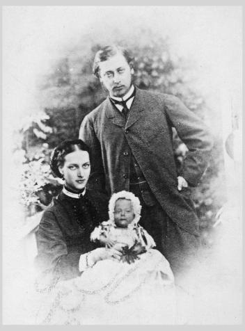 Albert Edward, Prince of Wales, Princess Alexandra and baby Eddy, copied 1864