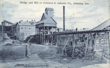 Bridge and mill of Asbestos & Asbestic Co., Asbestos, QC, about 1910