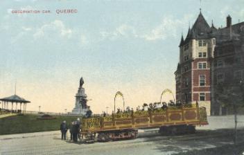 Observation car near Dufferin Terrace, Quebec City, QC, about 1910