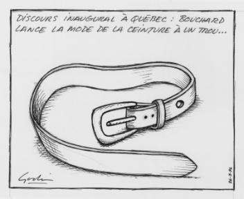 Discours inaugural à Québec: Bouchard lance la mode de la ceinture à un trou...