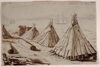 Encampment of Mick-Mack Indians at Point Levi