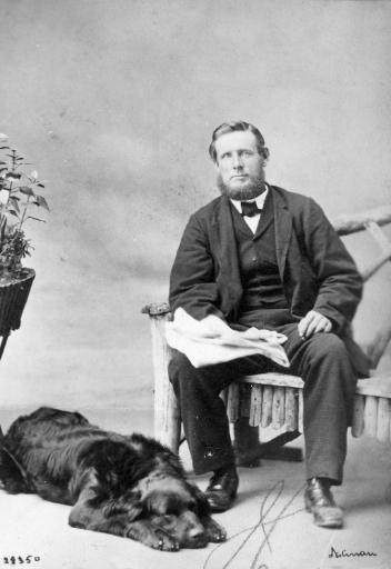 Captain McVicar and dog, Montreal, QC, 1867