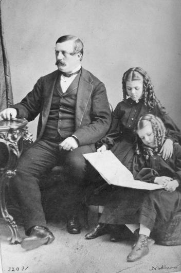Mr. Charles J. Brydges and his daughters Georgie and Maggie, Montreal, QC, 1868