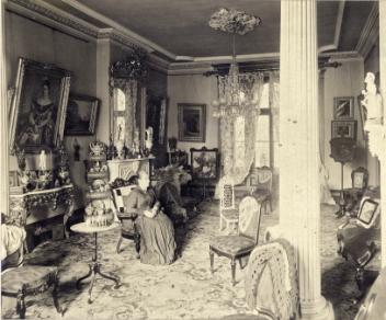 Mrs. Adolphus M. Hart in her drawing room, Montreal, QC, about 1895