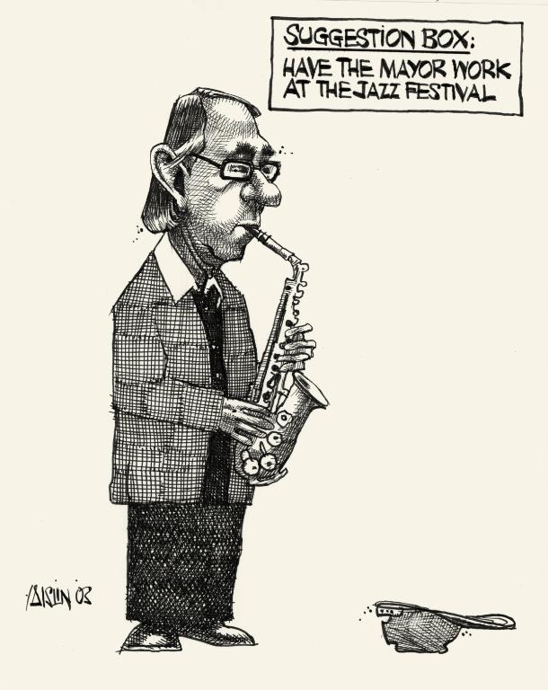 Cartoon - Suggestion box: Have the mayor work at the jazz festival | McCord  Museum