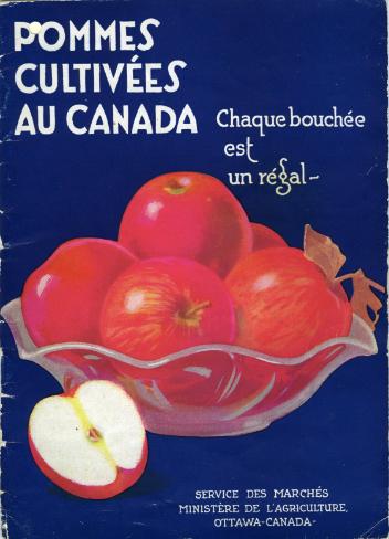 Ministère de l'agriculture. Service des marchés. Pommes cultivées au Canada. Recettes pour la cuisson des pommes.