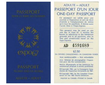 Passeport pour la Terre des Hommes, Expo 67. Laissez-passer adulte pour une journée