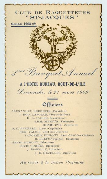 Third annual banquet of the Club de raquetteurs St-Jacques