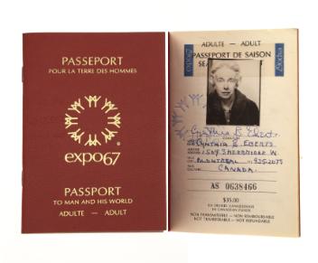 Season passport to the Montreal World Fair, belonging to Cynthia B. Eberts
