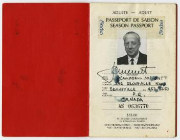 Passeport de saison de Campbell Merrett pour l'Exposition universelle de Montréal
