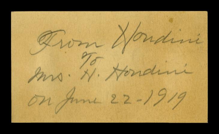 Carte de Harry Houdini à Bess Houdini