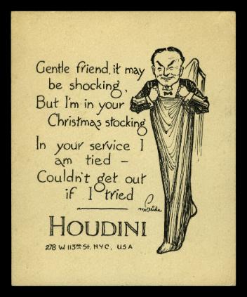 Carte de Noël de M. Harry Houdini