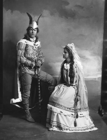 Herbert Molson and his sister Naomi Molson costumed as "Norsemen, Thyrker and Freydis" for Chateau de Ramezay Ball, Montreal, Quebec, 1898
