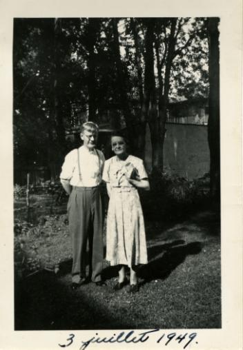 Portrait of Joseph Hercule Martin and Léontine Poutré, Boulevard Persillier, Montreal, QC, 1949