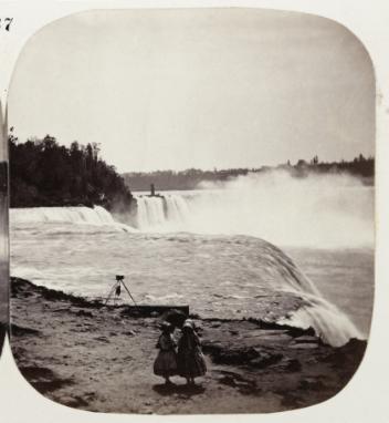 Les chutes Niagara depuis la cabine du traversier, Niagara, Ont., 1860