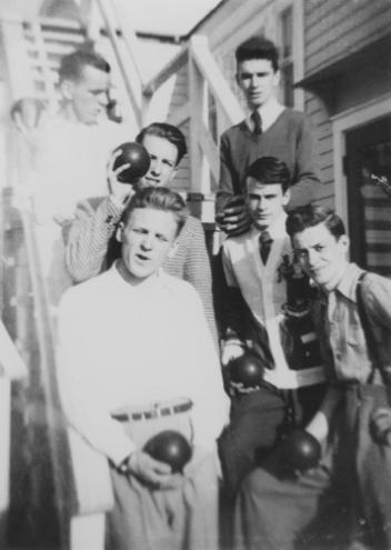 Jérémie Tremblay with his softball team, Chicoutimi, QC, 1946-1952