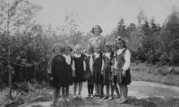 Mariette Bergeron and her students, Arvida, QC, 1948-1956