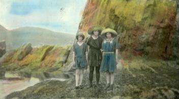 Pauline Christin, Mildred Beaubien and Gilberte Christin, Percé, QC, 1920