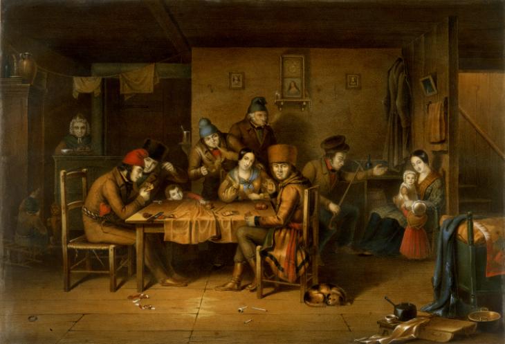 Habitants canadiens-français jouant aux cartes