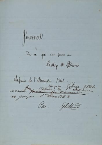 Journal personnel d'Henri Gaspard Le Moine