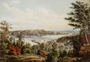 Vue de la ville de Québec, au Canada, depuis la gare ferroviaire en face de la ville, 1862