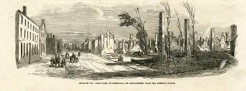 Ruins of the Great Fire at Montreal. St. Denis Street. Near the Bishop’s Church