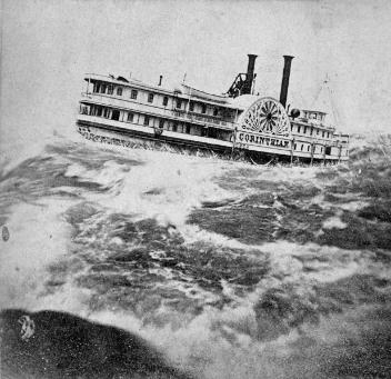 Le vapeur "Corinthian" aux rapides de Lachine, photographie composite, Montréal, QC, vers 1870