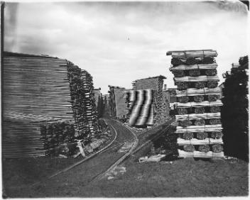 Piles de lattes et de bois d'oeuvre, Ottawa, Ont., 1872