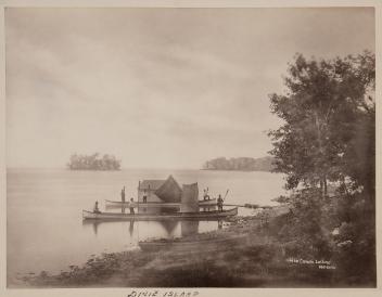 Indigenous Canoes at Dixie Island, Dorval, QC, about 1870