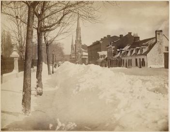 Rue Dorchester (aujourd'hui boulevard René-Lévesque) près de la rue de la Montagne, Montréal, QC, vers 1869