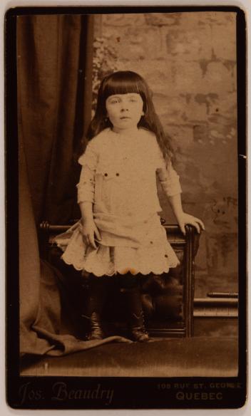 Portrait of an unidentified girl, Quebec City, Quebec, 1888-1890