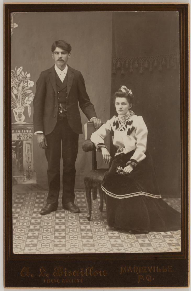 Portrait d’un couple non identifié, Marieville, Québec, vers 1887-1917