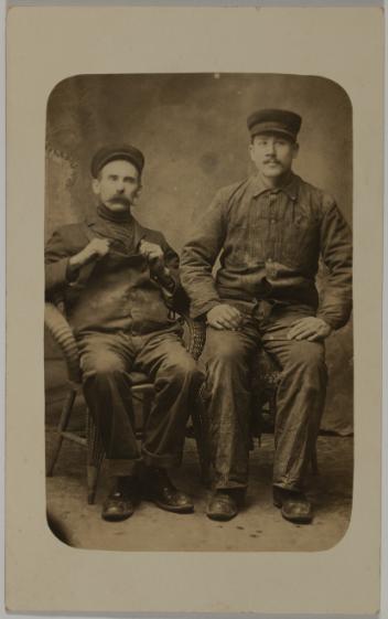 Portrait of unidentified men, Nicolet, Quebec, 1907-1909