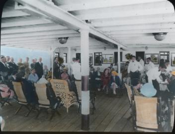 Deck scene, on one of the Canadian Pacific Line's Great Lakes steamships, ON, about 1935