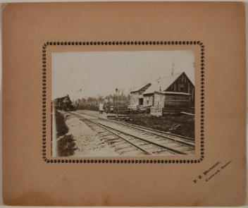 View of a train station, Coaticook ?, Quebec, 1890-1905