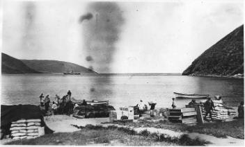 Supplies on shore, Cape Wolstenholme, QC, 1910-27