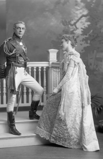 Mrs. Thomas Tait and Mr. Frederick E. Meredith in costume, for Chateau de Ramezay Ball, Montreal, Quebec, 1898