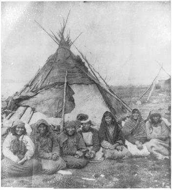 Naskapi Indian group, Fort Chimo, Ungava, QC, about 1900