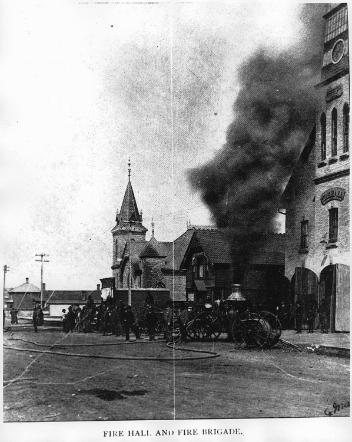 Fire Hall and fire brigade, Calgary, AB, about 1890