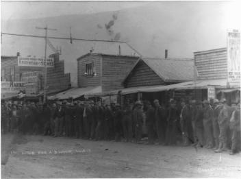 In line for a 3 hour wait, Dawson, YT, 1899
