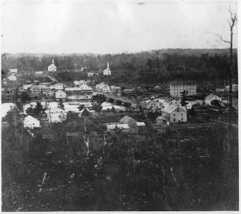 View from Ogilvie's Hill, Campbellford on the Trent River, ON, 1863