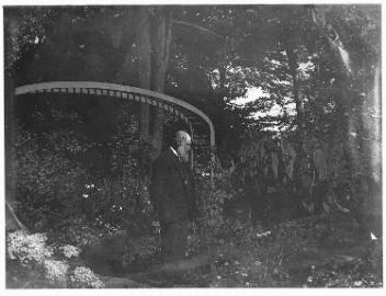 David McDougall in garden, Drummondville, QC, about 1895