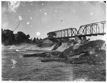 Rail bridge, Drummondville, QC, about 1890
