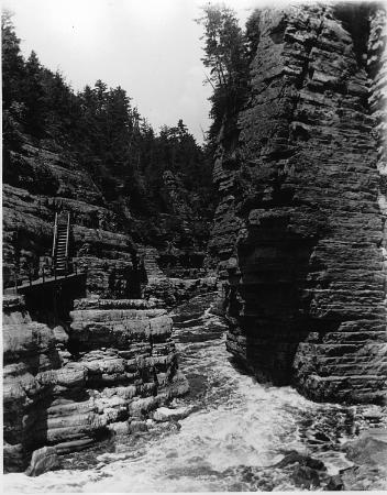 Looking up from Devil's Kitchen, Ausable Chasm, New York, 1897