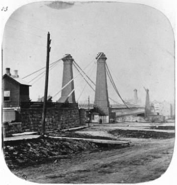Pont suspendu, chutes Niagara, Ont., vers 1860