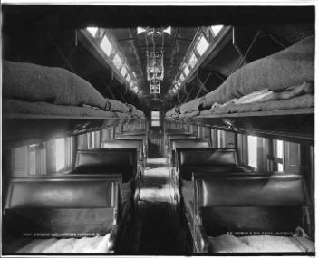 Interior tourist sleeping car, C.P.R., Montreal, QC, about 1890